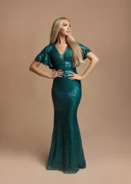 Avondjurk met vlindermouw